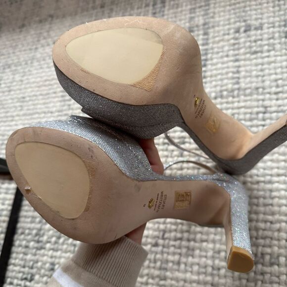 NEW Stuart Weitzman Discoplatform Shimmery High-Heel Sandals 9 - Picture 5 of 10